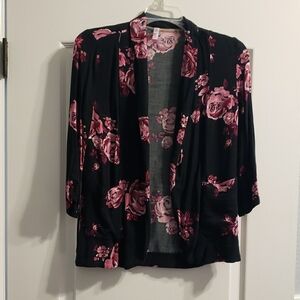 Floral Black and Pink Blazer